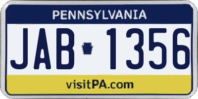 PA license plate JAB1356