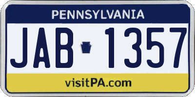 PA license plate JAB1357