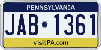 PA license plate JAB1361