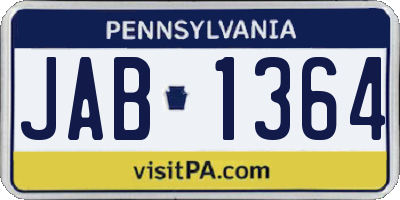PA license plate JAB1364