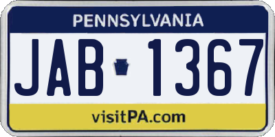 PA license plate JAB1367