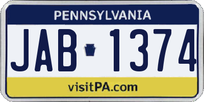 PA license plate JAB1374