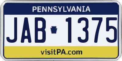 PA license plate JAB1375