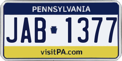 PA license plate JAB1377