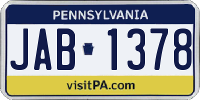 PA license plate JAB1378