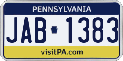 PA license plate JAB1383