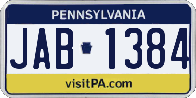 PA license plate JAB1384