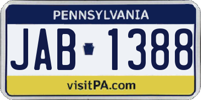 PA license plate JAB1388