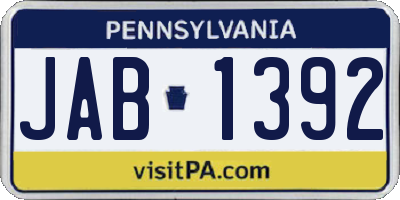 PA license plate JAB1392