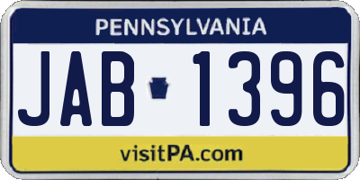 PA license plate JAB1396