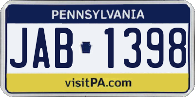 PA license plate JAB1398