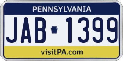 PA license plate JAB1399