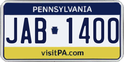 PA license plate JAB1400