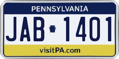 PA license plate JAB1401