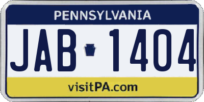 PA license plate JAB1404