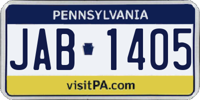 PA license plate JAB1405