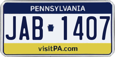 PA license plate JAB1407