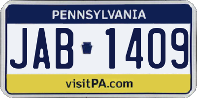 PA license plate JAB1409