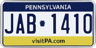 PA license plate JAB1410