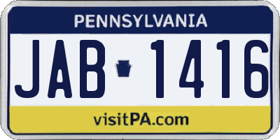 PA license plate JAB1416