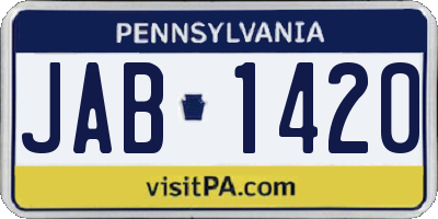 PA license plate JAB1420