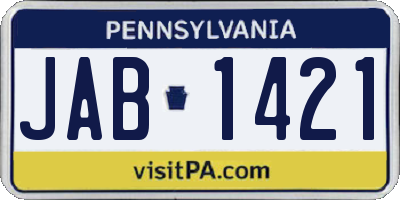 PA license plate JAB1421