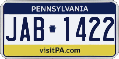 PA license plate JAB1422