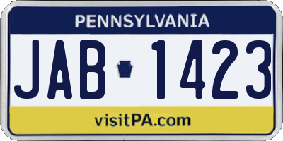 PA license plate JAB1423