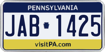 PA license plate JAB1425