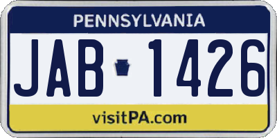 PA license plate JAB1426