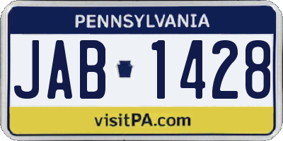 PA license plate JAB1428