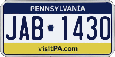 PA license plate JAB1430