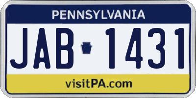 PA license plate JAB1431