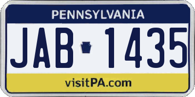 PA license plate JAB1435