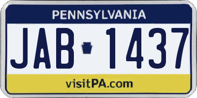 PA license plate JAB1437