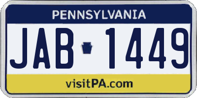 PA license plate JAB1449