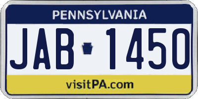 PA license plate JAB1450