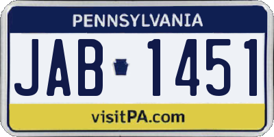 PA license plate JAB1451