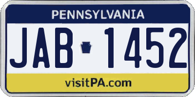 PA license plate JAB1452