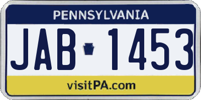 PA license plate JAB1453