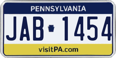 PA license plate JAB1454