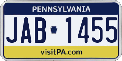 PA license plate JAB1455