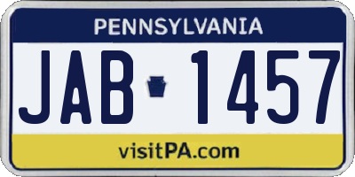 PA license plate JAB1457