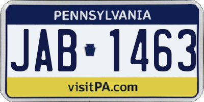 PA license plate JAB1463
