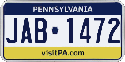 PA license plate JAB1472