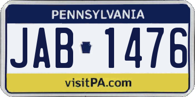 PA license plate JAB1476