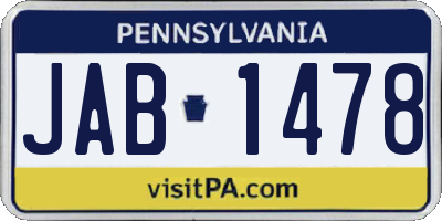 PA license plate JAB1478