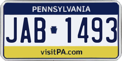 PA license plate JAB1493