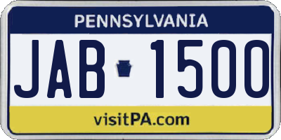 PA license plate JAB1500