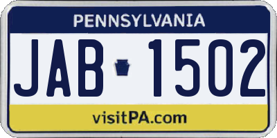 PA license plate JAB1502